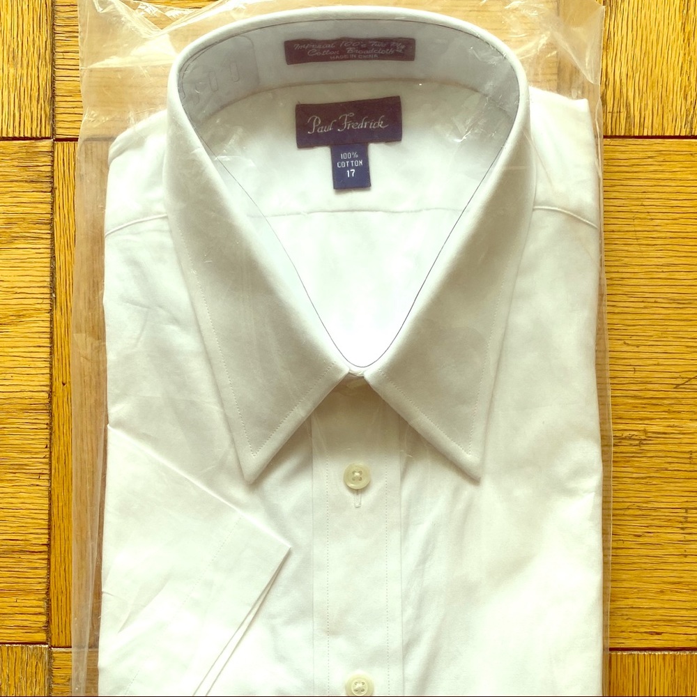 Short-Sleeve White Cotton Paul Frederick Men’s 17